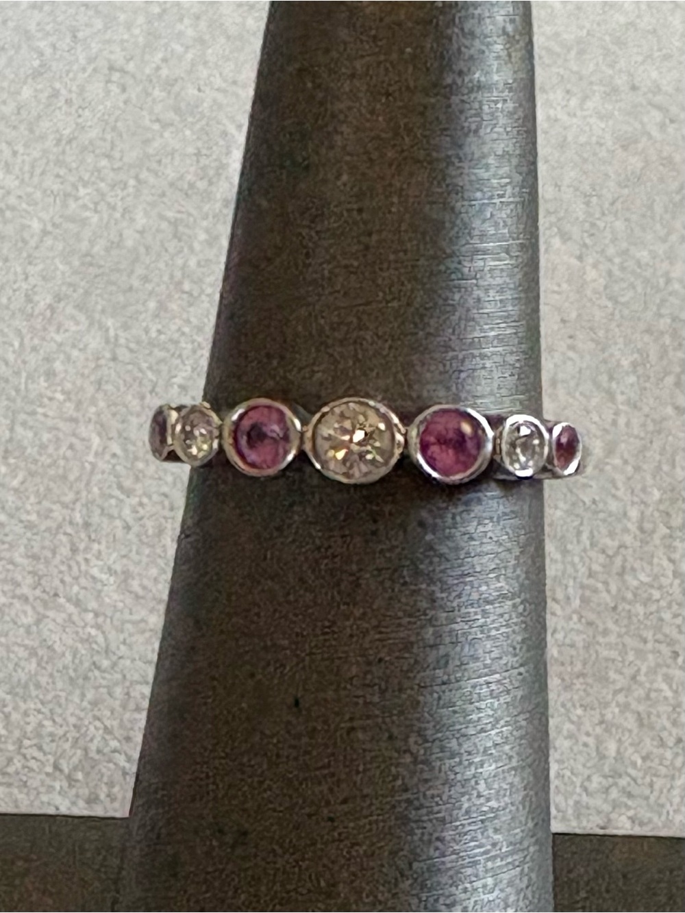 Tiffany & Co. ‘Jazz’ Platinum Pink Sapphire and Diamond Stackable Ring